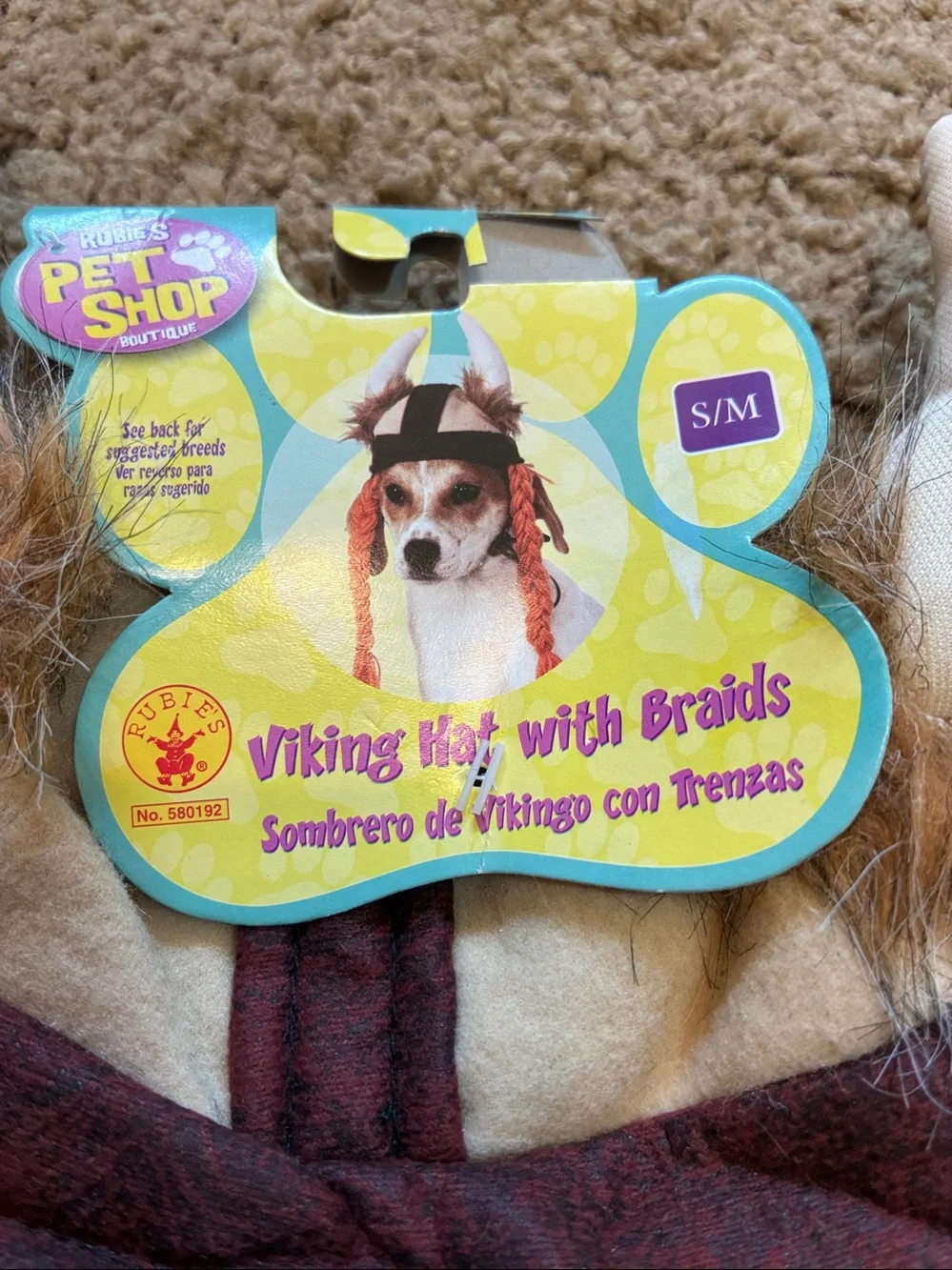 The Pet Shop Viking Hat with Braids - Brown, Tan, Red. Size S/M